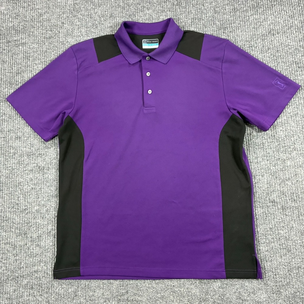 PGA Tour Airflux Golf Polo Shirt Mens Size Large Purple Black Performance